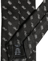 Dolce & Gabbana Black White DG Crown Adjustable Men Necktie Accessory Tie