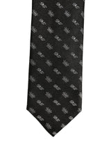 Dolce & Gabbana Black White DG Crown Adjustable Men Necktie Accessory Tie