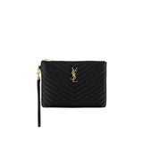 Saint Laurent Black Calf Leather Bos Taurus Clutch Bag