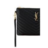 Saint Laurent Black Calf Leather Bos Taurus Clutch Bag