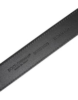 Dolce & Gabbana Black Grained Leather Gold Metal Buckle Belt