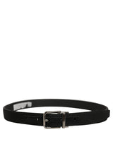 Dolce & Gabbana Black Classic Leather Silver Tone Buckle Belt