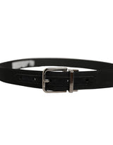 Dolce & Gabbana Black Classic Leather Silver Tone Buckle Belt