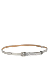 Dolce & Gabbana Metallic Silver Leather Square Buckle Belt