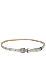 Dolce & Gabbana Metallic Silver Leather Square Buckle Belt