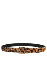 Dolce & Gabbana Brown Leopard Calf Hair Gold Tone Buckle Belt