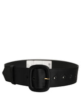 Dolce & Gabbana Black Wide Fabric Oval Buckle Cintura Belt