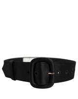 Dolce & Gabbana Black Wide Fabric Oval Buckle Cintura Belt