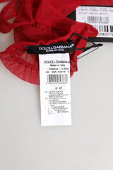 Dolce & Gabbana Red Acetate Sheer Elbow Length Mitten Gloves