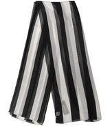 Dolce & Gabbana Black White Stripe Silk Shawl Stole Scarf