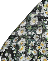 Dolce & Gabbana Black Silk Daisy Chiffon Long Stole Scarf