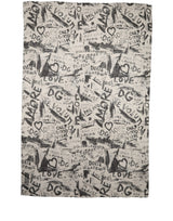 Dolce & Gabbana White Graffiti Logo Silk Shawl Stole Scarf