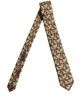 Dolce & Gabbana Maroon Silk Cactus Floral Adjustable Tied Men Necktie Tie