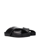 Jil Sander Black Leather Slippers