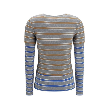 Ganni Gray Cotton Long Sleeve T-Shirt