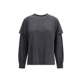 Ganni Gray Cotton Long Sleeve T-Shirt
