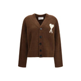 Ami Paris Brown Alpaca Vicugna Pacos Cardigan