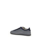Brunello Cucinelli Gray Calf Leather Bos Taurus Low Top Sneakers