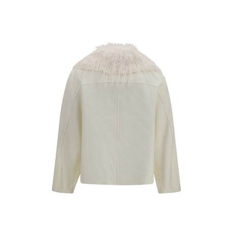 Loulou De Saison White Wool Oves Aries Full-Length Jacket
