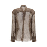 Brunello Cucinelli Brown Silk Pattern Shirt