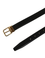 Dolce & Gabbana Black Classic Leather Gold Tone Buckle Belt