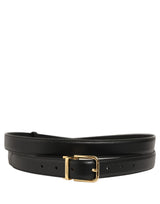 Dolce & Gabbana Black Leather Double Wrap Metal Buckle Belt
