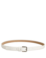 Dolce & Gabbana White Leather Silver Tone Metal Buckle Belt