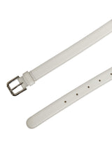 Dolce & Gabbana White Leather Silver Tone Metal Buckle Belt