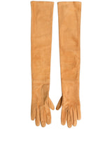 Dolce & Gabbana Tan Genuine Leather Suede Elbow Length Gloves