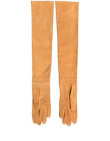 Dolce & Gabbana Tan Genuine Leather Suede Elbow Length Gloves