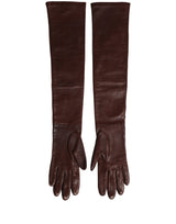 Dolce & Gabbana Brown Genuine Leather Long Elbow Length Gloves