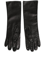 Dolce & Gabbana Black Genuine Leather Embossed DG Logo Gloves