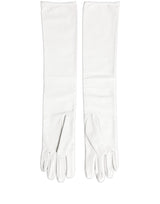 Dolce & Gabbana White Genuine Leather Embossed DG Logo Gloves