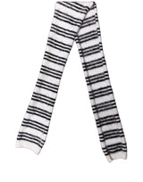 Dolce & Gabbana White Black Striped Skinny Neck Warmer Scarf