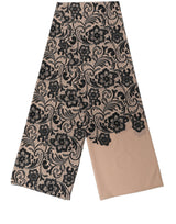Dolce & Gabbana Black Beige Floral Lace Silk Neck Shawl Scarf