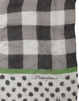 Dolce & Gabbana Black White Napoli Modal Check Shawl Scarf