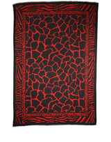 Dolce & Gabbana Black Red Printed Modal Neck Shawl Scarf