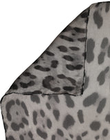 Dolce & Gabbana Gray Leopard Print Silk Square Foulard Scarf