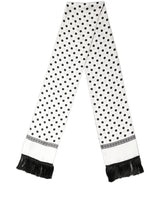 Dolce & Gabbana White Black Polka Dot Fringed Shawl Scarf