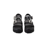 Cult Black Leather Platform Sandals
