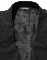 Dolce & Gabbana Black Pinstripe Men Single Breasted Jacket