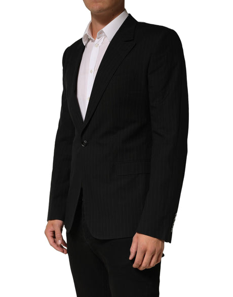 Dolce & Gabbana Black Pinstripe Men Single Breasted Jacket