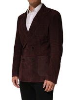 Dolce & Gabbana Brown Lamb Leather Double Breasted Jacket
