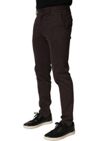 Dolce & Gabbana Brown Cotton Skinny Leg Dress Trouser Pants