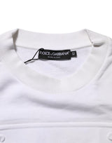 Dolce & Gabbana White Logo Embossed Cotton Sweatshirt Sweater