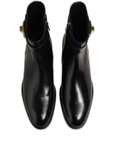 Dolce & Gabbana Black Leather Buckle Mid Calf Boots Shoes