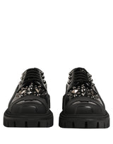 Dolce & Gabbana Black Calfskin Leather Trekking Derby Shoes