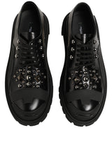 Dolce & Gabbana Black Calfskin Leather Trekking Derby Shoes