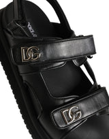 Dolce & Gabbana Black DG Logo Sandals Flats Slippers Shoes