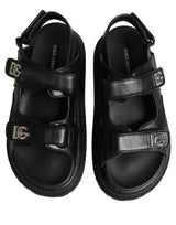 Dolce & Gabbana Black DG Logo Sandals Flats Slippers Shoes